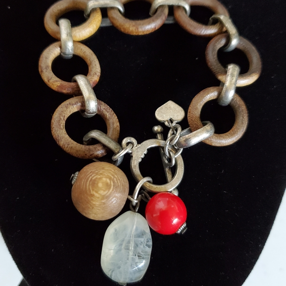 American Eagle Wooden Ring Bracelet with Beads